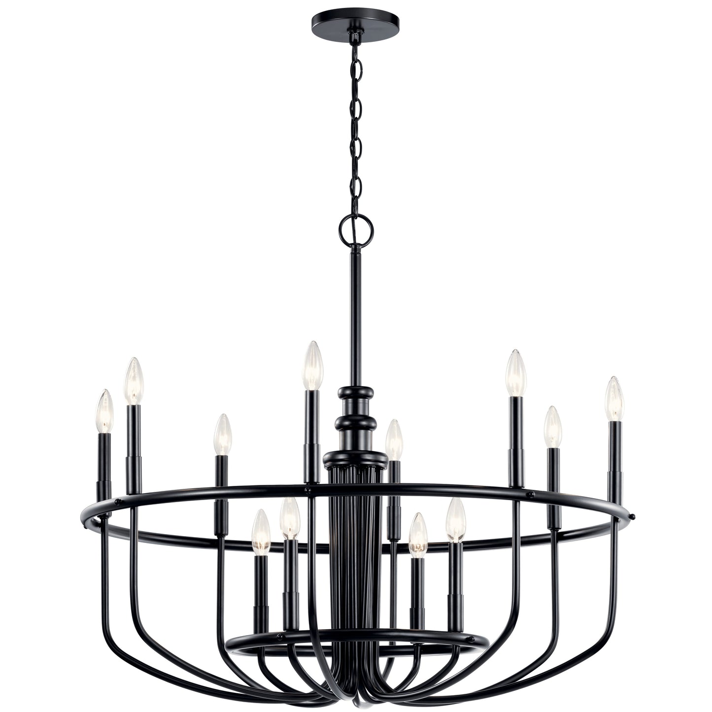 Kichler Capitol Hill 12 -Light Black Traditional For Use in Bedrooms, Dining Rooms, Foyers, Kitchens, Living Rooms Chandelier 2221013