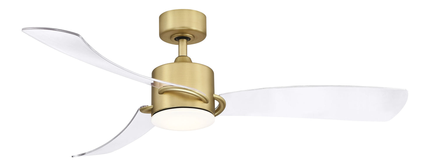 Fanimation SculptAire 52-in Brushed Satin Brass with Clear Blades Ceiling Fan With Light - Remote Included ( 3 -Blade ) 2411279