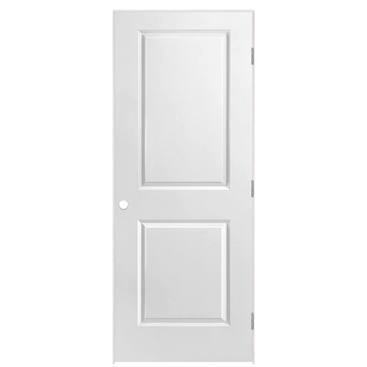 Masonite 32-in x 80-in Primed Solid core 2-panel square Left hand Smooth Primed Molded composite Flat Jamb Single Prehung Interior Door