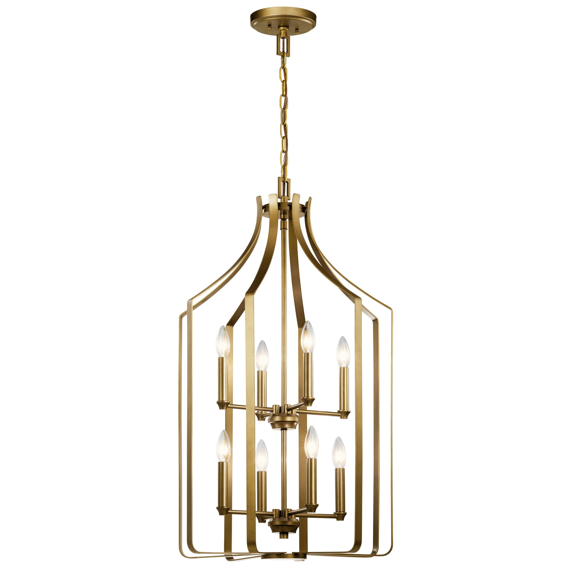 Kichler Morrigan 8 -Light Brass Traditional Cage For Use in Bedrooms, Dining Rooms, Foyers, Kitchens, Living Rooms Chandelier 2416107