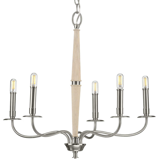Progress Lighting Durrell 5 -Light Brushed Nickel Coastal For Use in Bedrooms, Dining Rooms, Foyers, Kitchens, Living Rooms Chandelier 2467464