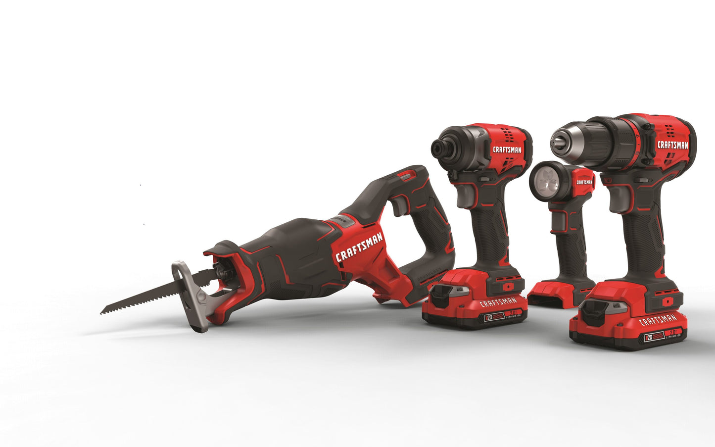 CRAFTSMAN V20 20-volt Max 4-Tool Brushless Power Tool Combo Kit with Soft Case (2-Batteries Included and Charger Included) CMCK420D2