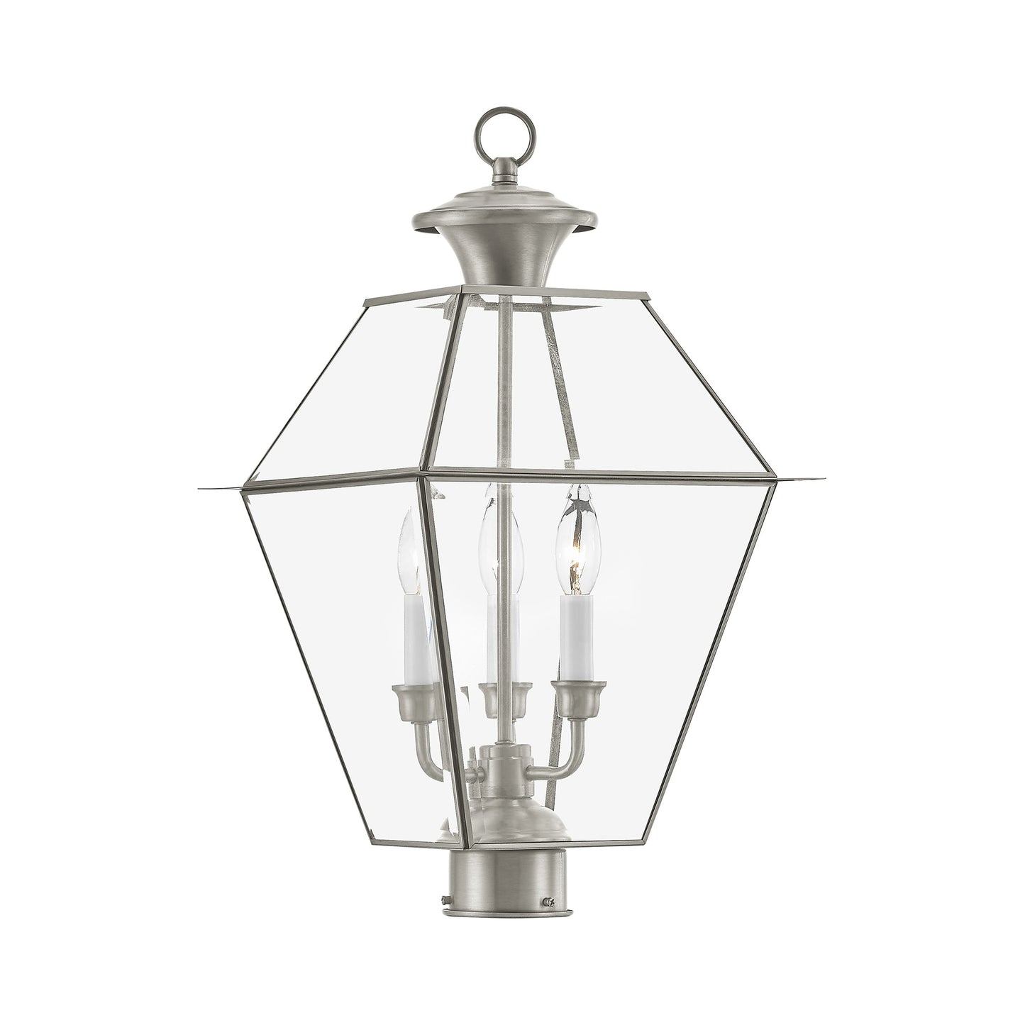 Livex Lighting Westover 22-in Brushed Nickel Traditional Outdoor Light post lantern