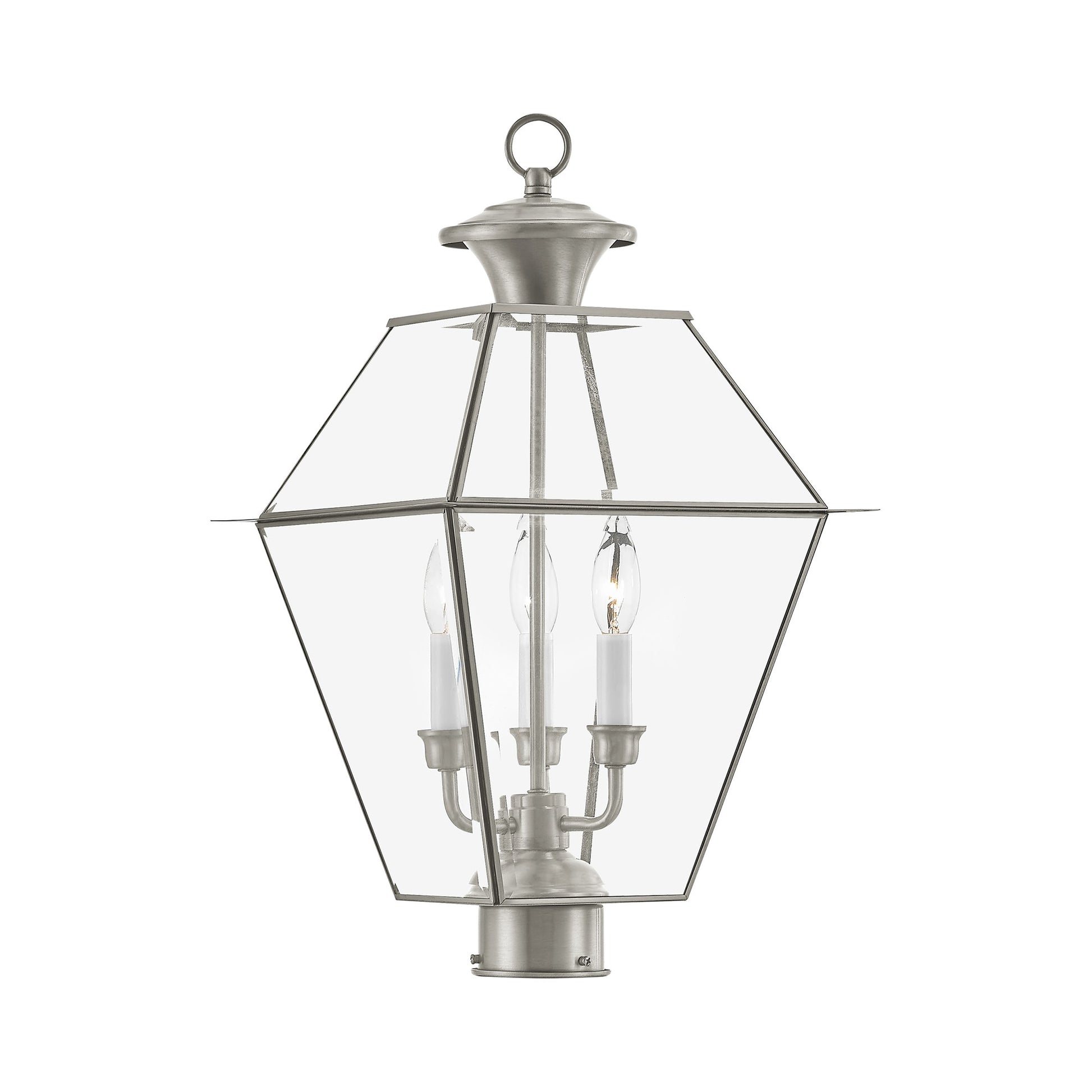 Livex Lighting Westover 22-in Brushed Nickel Traditional Outdoor Light post lantern