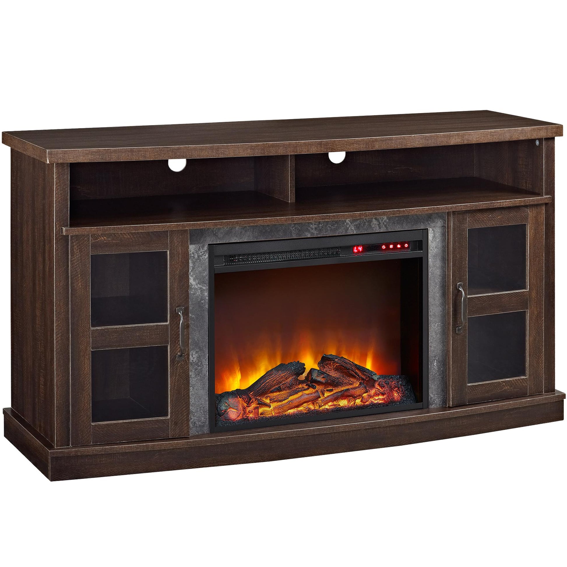 Ameriwood Home 53.5-in W Espresso TV Stand with Fan-forced Electric Fireplace 1807096COM