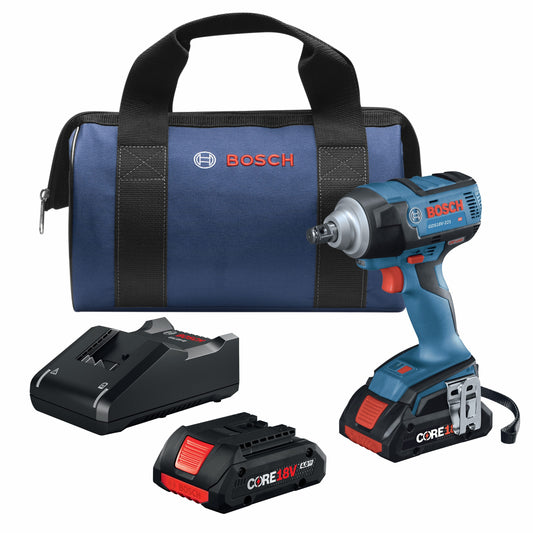 Bosch 4-Amp 18-volt Variable Brushless 1/2-in square Drive Cordless Impact Wrench (2 Batteries) GDS18V-221B25