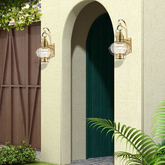 Livex Lighting Newburyport 1 -Light 20.5-in H Antique Brass Hardwired Outdoor Wall Light