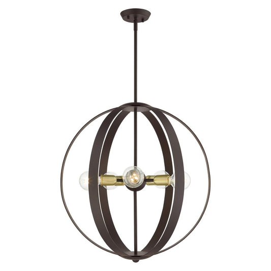 Livex Lighting Modesto 5 -Light Matte Bronze Industrial For Use in Bathrooms, Bedrooms, Dining Rooms, Foyers, Kitchens, Living Rooms Chandelier