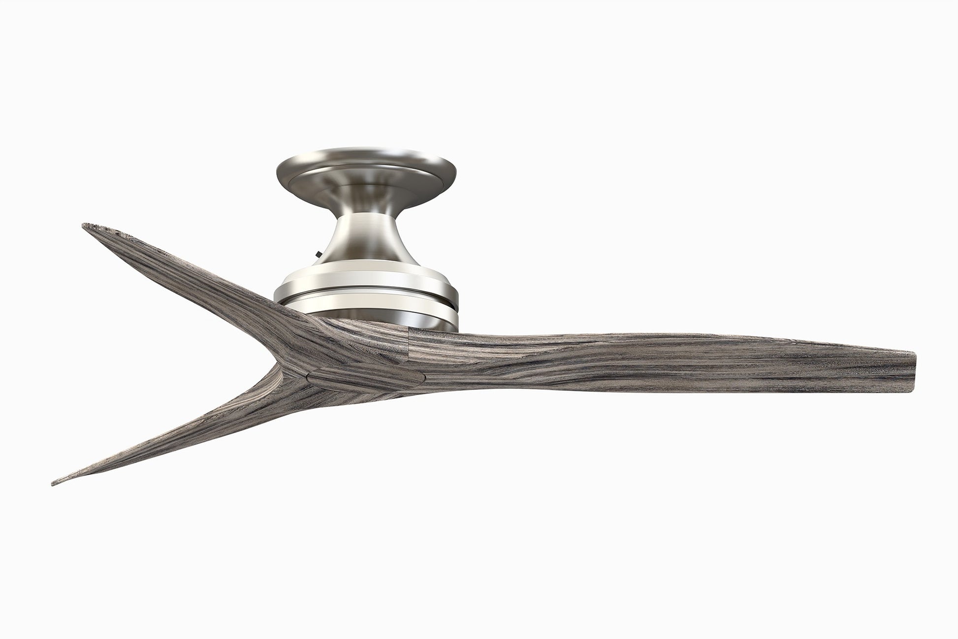 Fanimation Spitfire 48-in Outdoor Flush Mount Brushed Nickel with Weathered Wood Blades Propeller Ceiling Fan Light Kit Compatible and Remote ( 3 -Blade ) 3073188