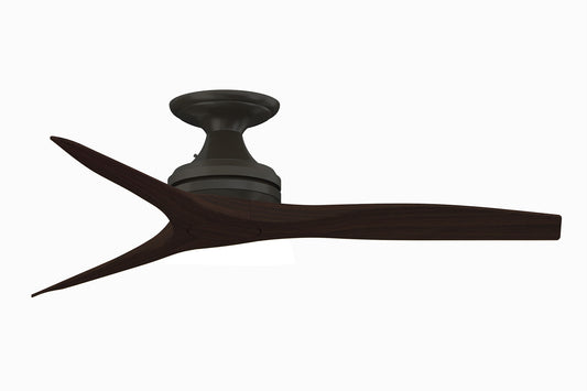 Fanimation Spitfire 48-in Outdoor Flush Mount Dark Bronze with Dark Walnut Blades Propeller Ceiling Fan Light Kit Compatible - Remote Included ( 3 -Blade ) 3073212