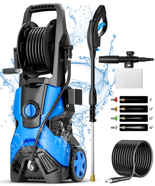 Vebreda 4500PSI Electric Pressure Washer, Powerful High-Pressure Cleaner with 4 Nozzles, Foam Cannon for Cars, Driveways, Patios & More