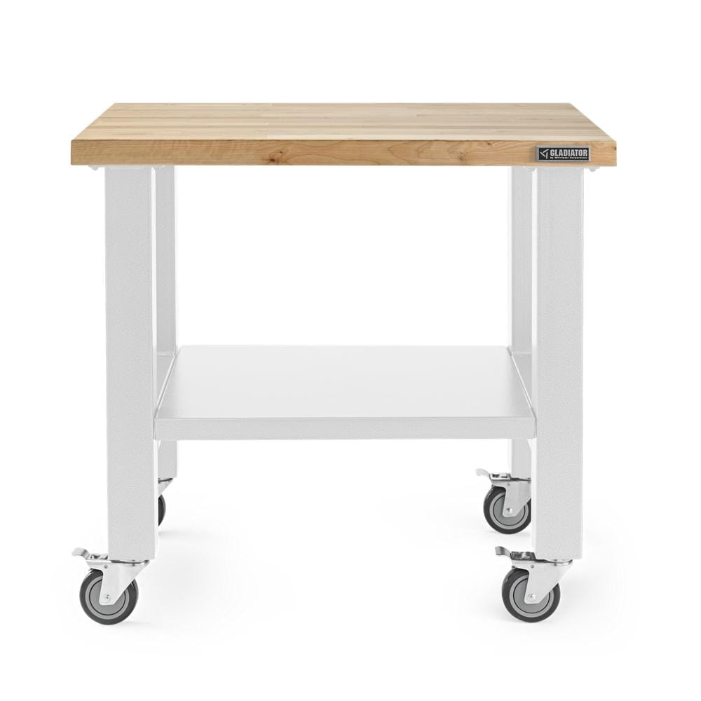 Gladiator 36-in L x 34-in H Rolling White Wood Portable Work Bench GAMW36HWKW