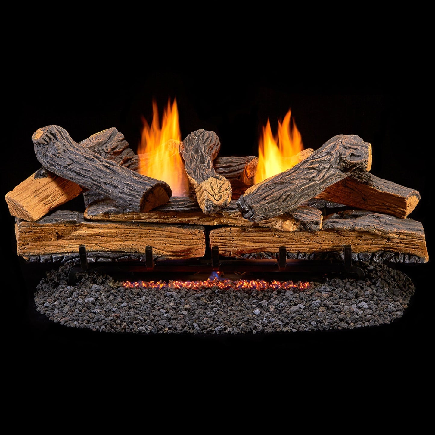 Duluth Forge 30-in 33000-BTU Dual Fuel Dual-Burner Vent-free Gas Fireplace Logs with Thermostat and Remote DLS-30R-1