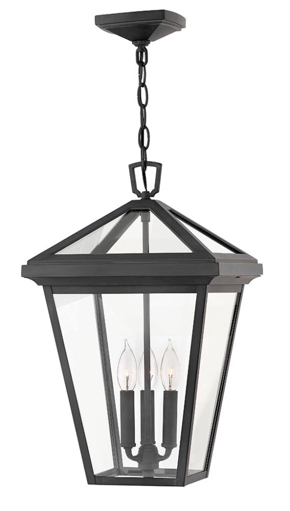 Hinkley Alford Place 3 -Light Museum Black Traditional Clear glass Lantern Medium Outdoor Hanging Pendant light 3661476