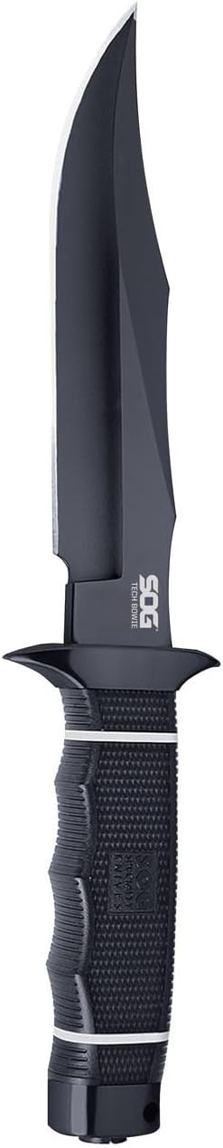 SOG Tech Bowie Fixed Blade Knife for Warfighters & Outdoor Enthusiasts | AUS-8 Steel Blade & Kraton Rubber Handle