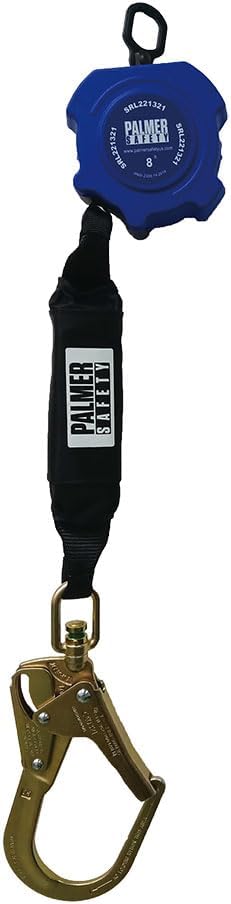 Palmer Safety SRD 8 FT. Self Retracting Lifeline I Lightweight SRL with Web Rebar Snap Hook I OSHA ANSI Industrial Roofing Tool Personal Fall Arrest Protection Safety Yoyo