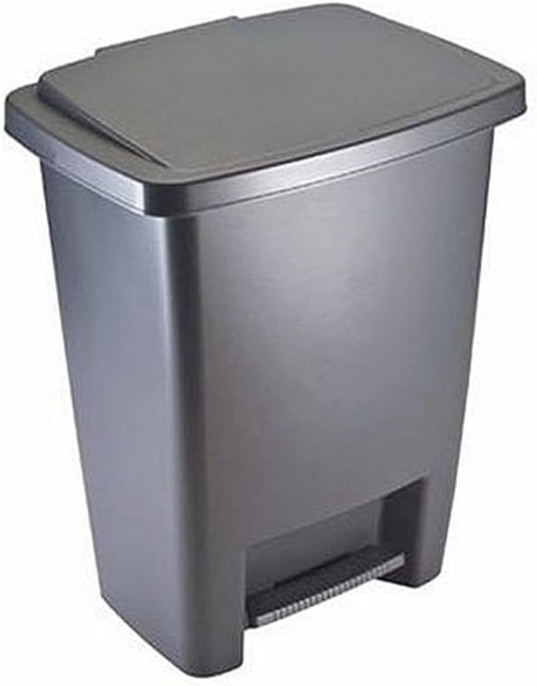 Rubbermaid Step-On Trash Can with Lid, 8.25-Gallon, Gray, Easy Clean Wastebasket for Home\/Kitchen\/Bedroom\/Office