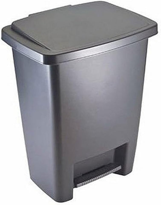 Rubbermaid Step-On Trash Can with Lid, 8.25-Gallon, Gray, Easy Clean Wastebasket for Home\/Kitchen\/Bedroom\/Office