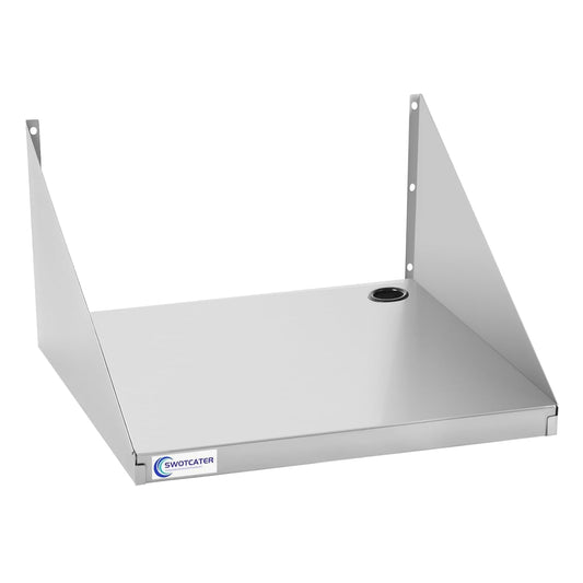 SWOTCATER Stainless Steel Microwave Shelf, 18"x24" 200 lb Heavy Duty Metal Appliance Wall Mount Floating Shelving, Commercial Microwave Rack for Kitchen, Restaurant and Hotel
