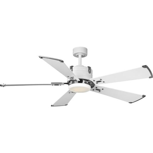 Progress Lighting Glenfalls 56-in Integrated LED Satin White with White Blades Ceiling Fan With Light - Remote Included ( 5 -Blade ) 3725348
