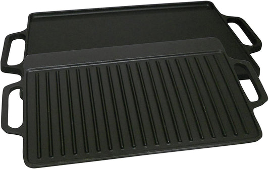 King Kooker Pre-Seasoned 28-Inch Cast Iron 2-Sided Griddle - 14-in x 28-in - Grill Cookware Cast Iron Griddle CI28GS