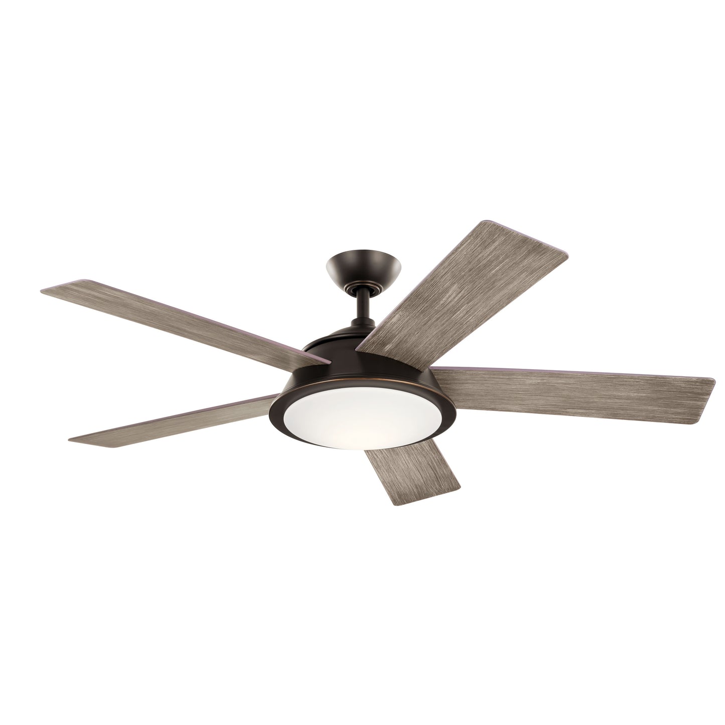 Kichler Verdi 56-in Integrated LED Olde Bronze with Dark Walnut/Weathered Medium Oak Blades Ceiling Fan With Light - Remote Included ( 5 -Blade ) 4355700