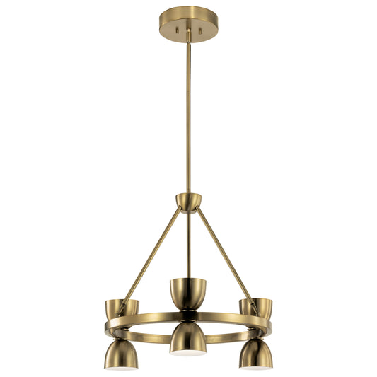 Kichler Baland 6 -Light Brushed Brass Mid-century Integrated LED For Use in Bedrooms, Dining Rooms, Foyers, Kitchens, Living Rooms Chandelier 4663028