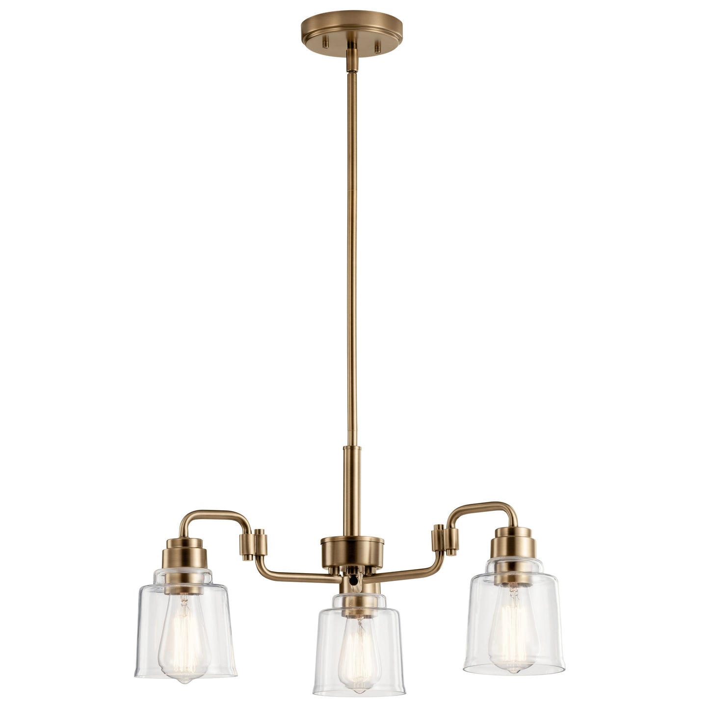 Kichler Aivian 3 -Light Brass Industrial For Use in Bedrooms, Dining Rooms, Foyers, Kitchens, Living Rooms Chandelier 4869997