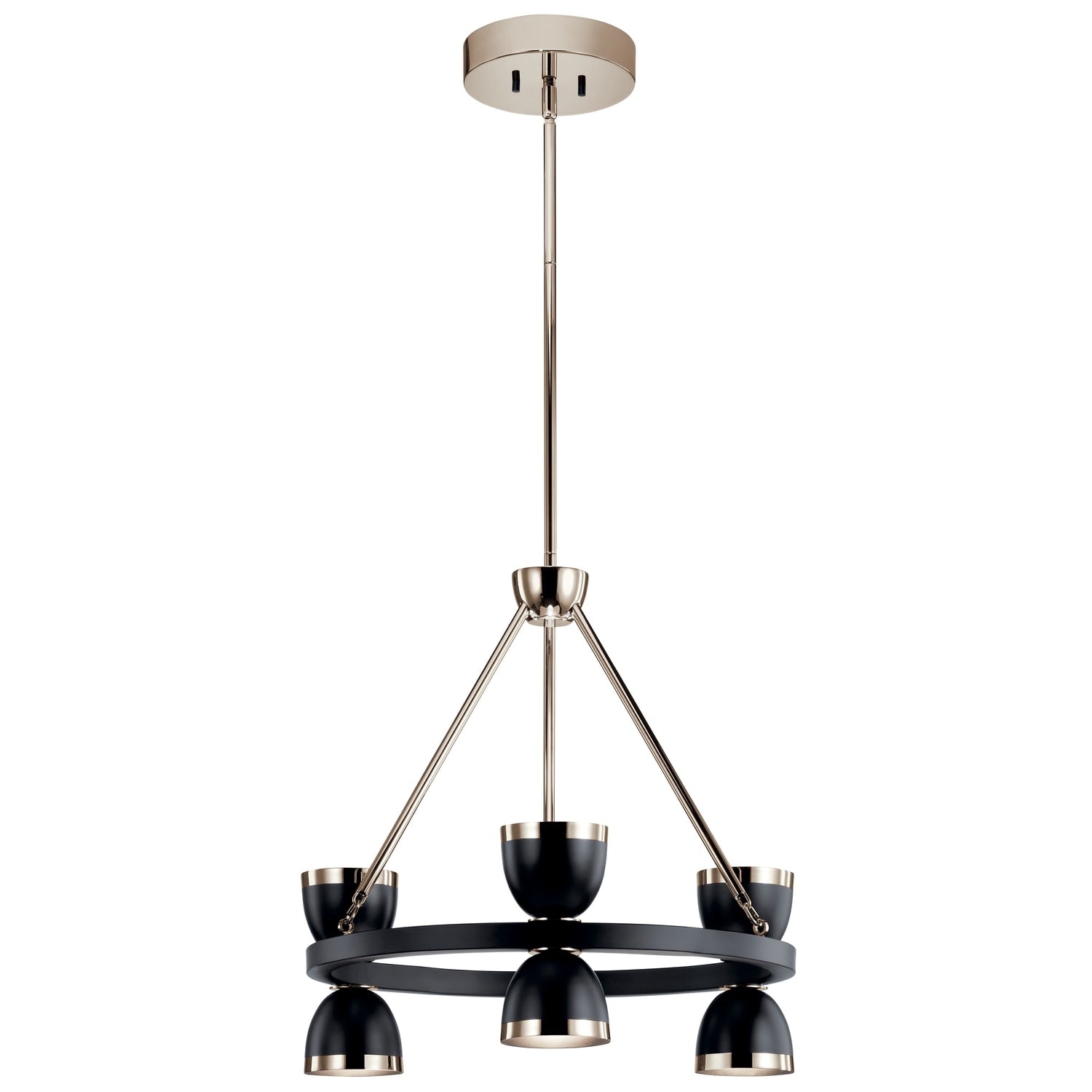 Kichler Baland 6 -Light Black Mid-century Integrated LED For Use in Bedrooms, Dining Rooms, Foyers, Kitchens, Living Rooms Chandelier 4663046