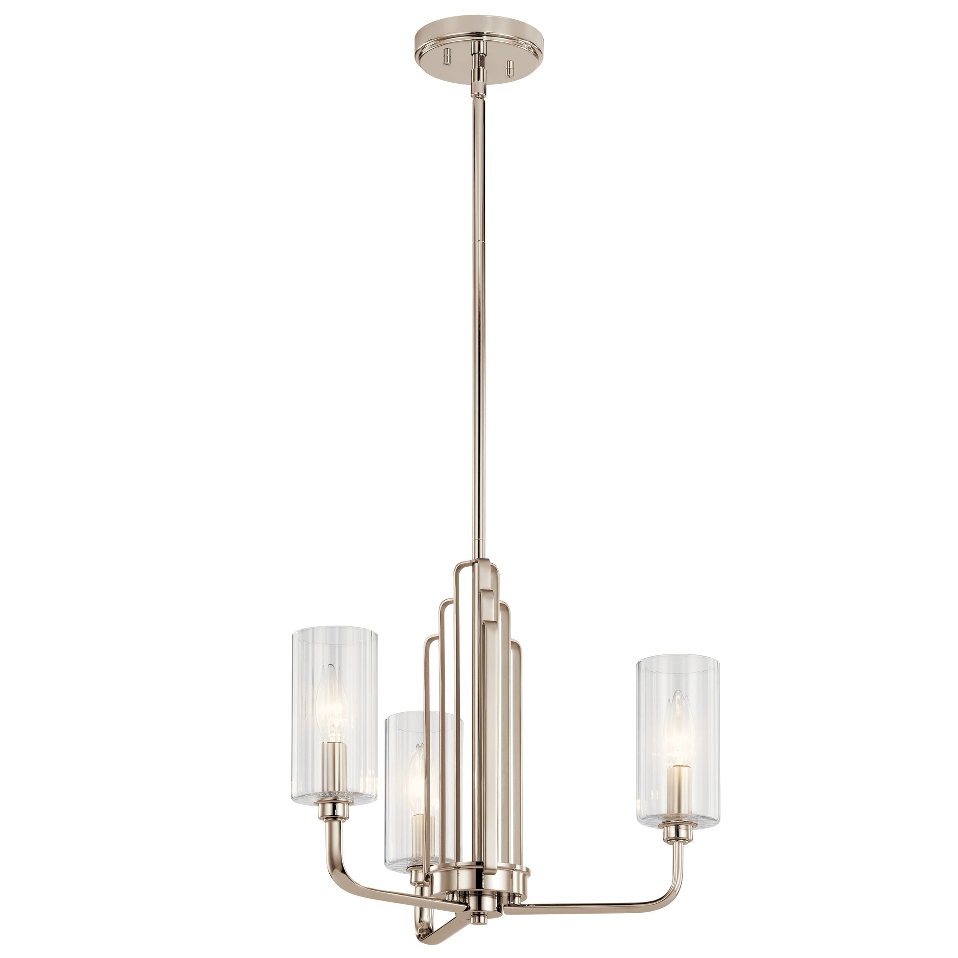 Kichler Kimrose 3 -Light Polished Nickel Vintage For Use in Bedrooms, Dining Rooms, Foyers, Kitchens, Living Rooms Chandelier 4663054