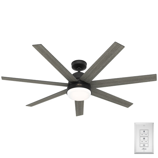 Hunter Phenomenon SIMPLEconnect 60-in Smart Matte Black with Dark Gray Oak Blades Ceiling Fan With Light ( 7 -Blade ) 4889382