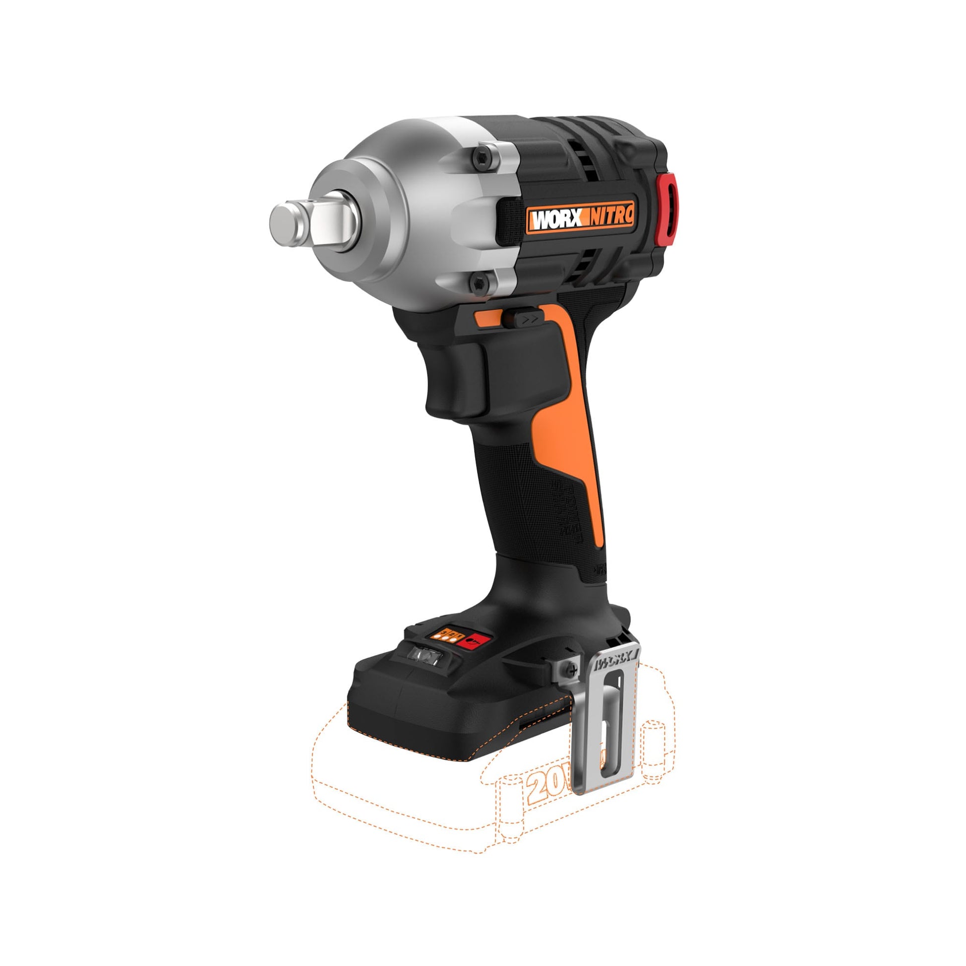 WORX Nitro Power Share 2-Amp 20-volt Max Variable Speed Brushless 1/2-in Drive Cordless Impact Wrench (Bare Tool) WX272L.9
