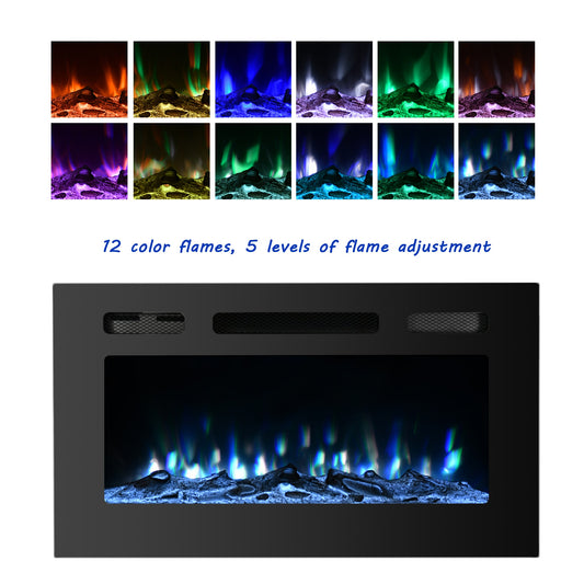 GZMR 30-in W Black LED Electric Fireplace GZWF-EF30R