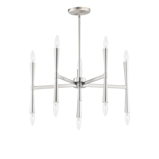 Maxim Lighting Rome 10 -Light Satin Nickel Transitional For Use in Bedrooms, Dining Rooms, Foyers, Kitchens, Living Rooms Chandelier