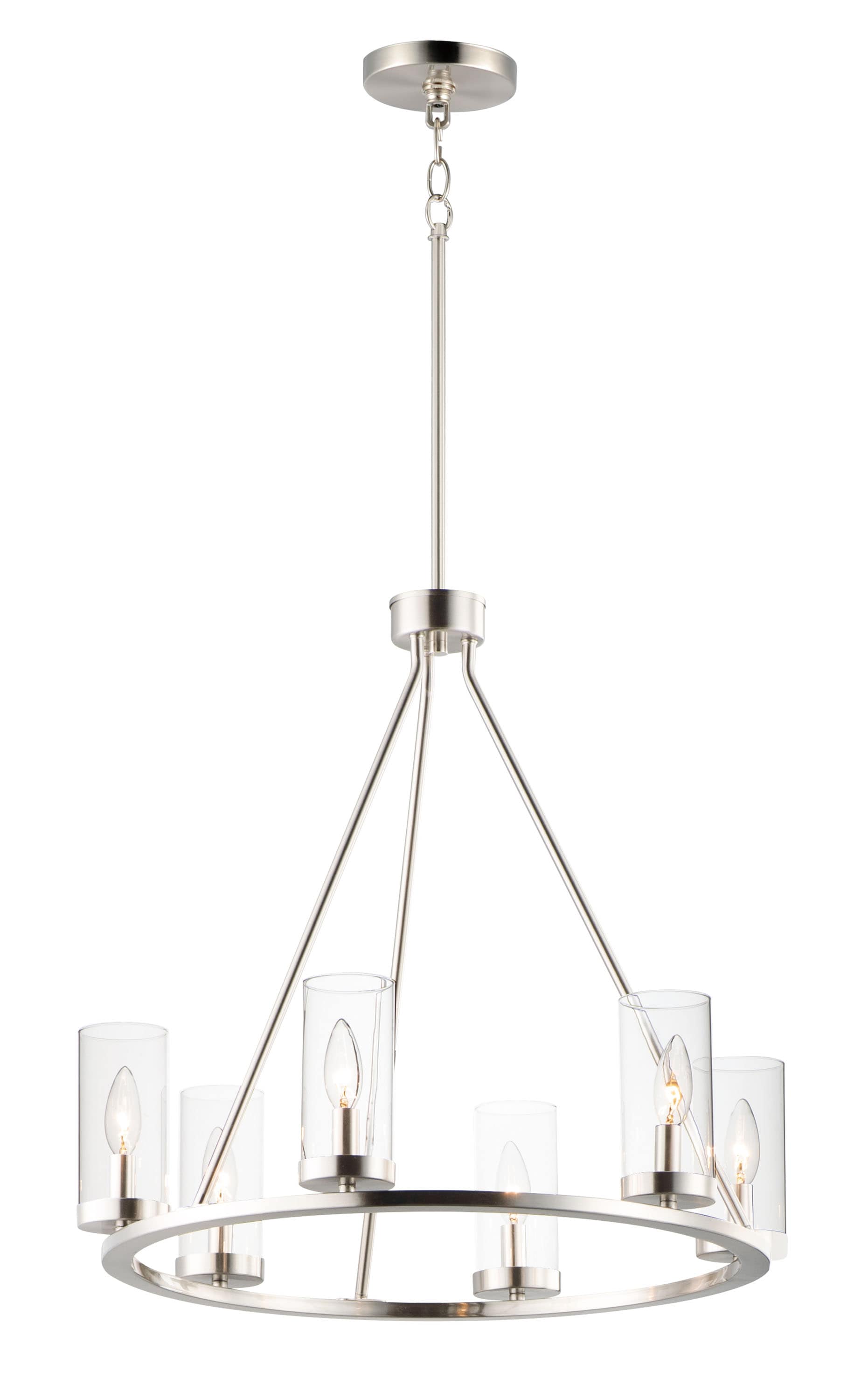 Maxim Lighting Sentinel 6 -Light Satin Nickel Transitional For Use in Bedrooms, Dining Rooms, Foyers, Kitchens, Living Rooms Chandelier