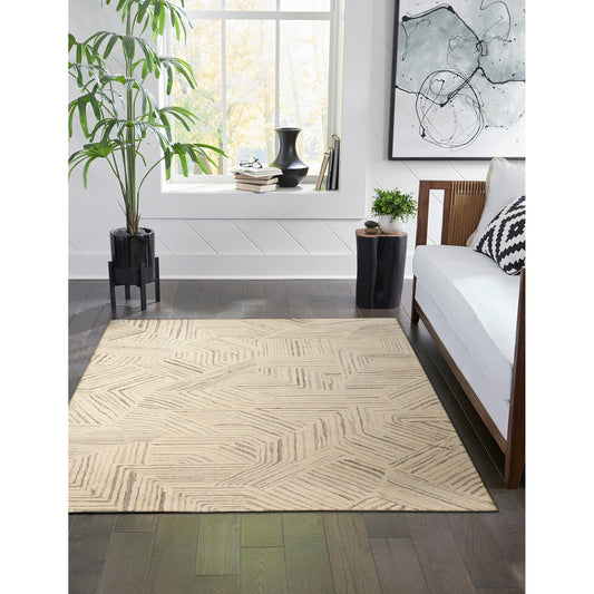 Liora Manne Madison 5 x 8 (ft) Tufted Wool Natural Rectangular Indoor Abstract Area rug