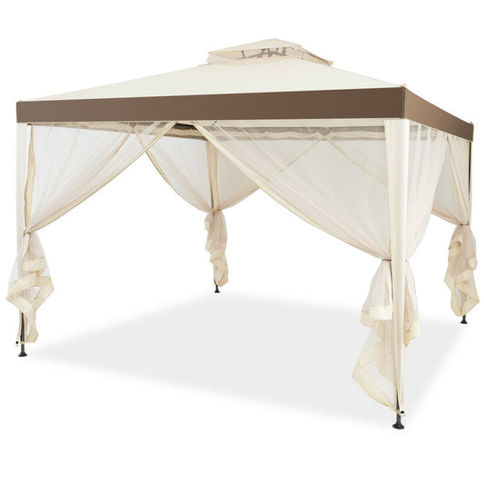 WELLFOR 10-ft x 10-ft Patio Sun Shelter Beige with Soft Top Roof
