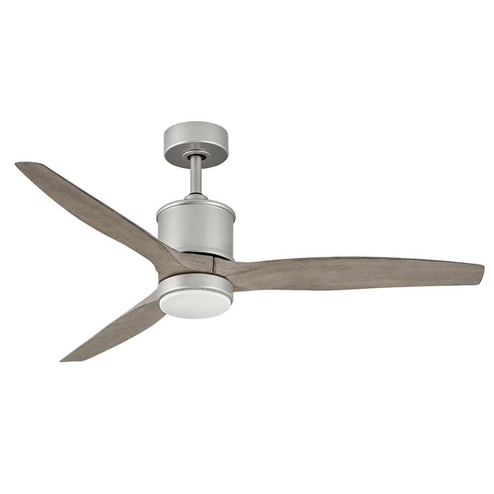 Hinkley Hover 52-in Integrated LED Outdoor Smart Brushed Nickel with Weathered Wood Blades Ceiling Fan With Light - Remote Included ( 3 -Blade ) 4785991