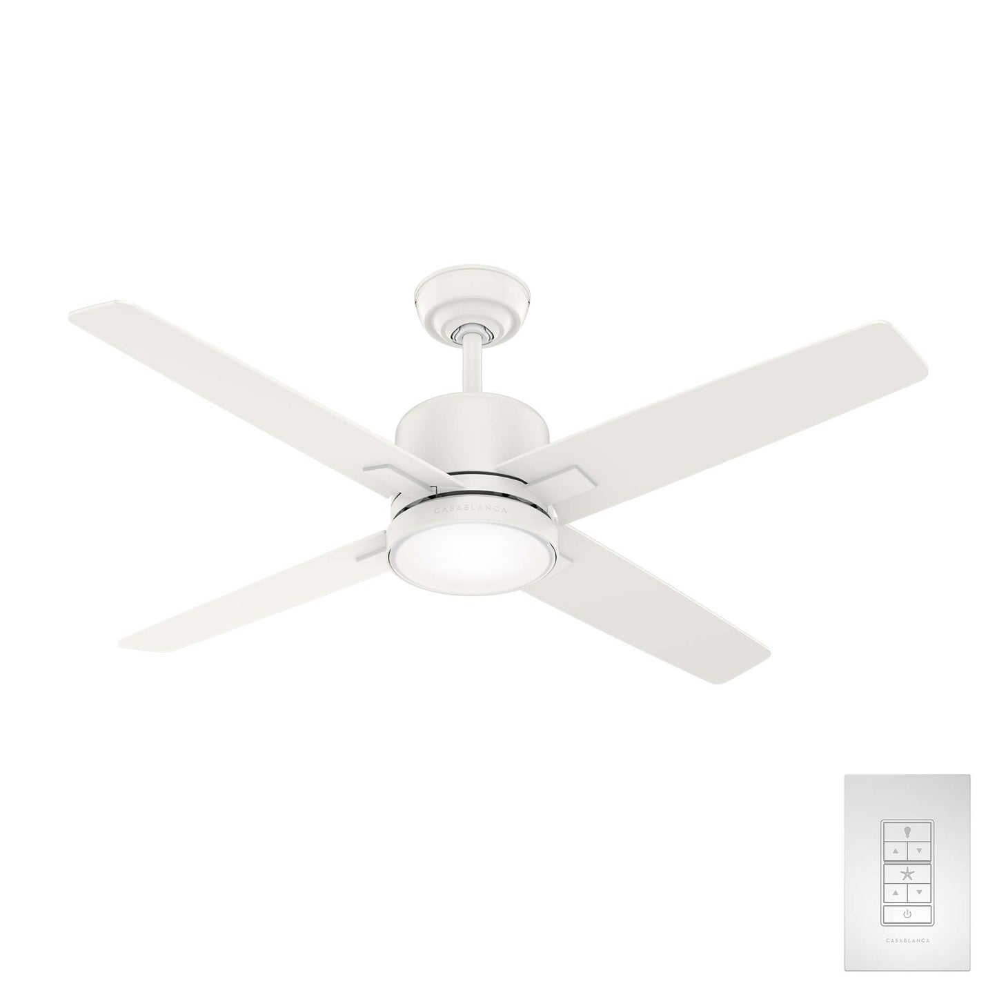 Hunter Axial 52-in Integrated LED Fresh White with Rustic Oak/Fresh White Blades Ceiling Fan With Light ( 4 -Blade ) 5193878
