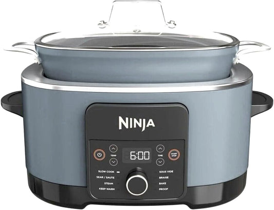Ninja MC1001 Foodi PossibleCooker PRO 8.5 Quart Multi-Cooker, with 8-in-1 Slow Cooker, Pressure Cooker, Dutch Oven & More, Glass Lid & Integrated Spoon, Nonstick, Oven Safe Pot to 500°F, Sea Salt Grey (Renewed)