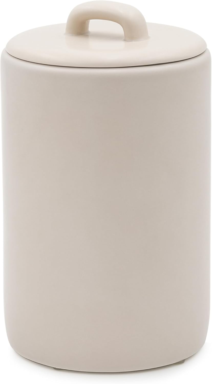 Maison May Ceramic Coffee Canister with Airtight Lid,Handle, Kitchen Food Storage Containers for Grounds Coffee, Beans, Tea, Flour, Cereal, Sugar, Rice, Pantry Organization or Kitchen Countertop, 37oz