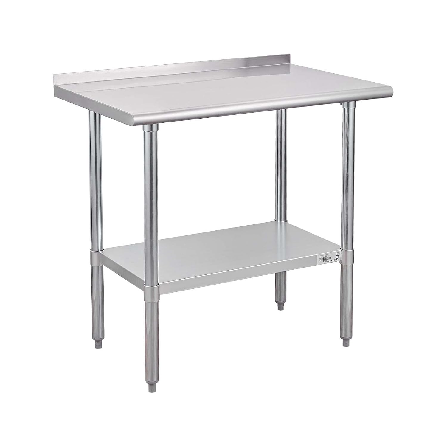 Profeeshaw Stainless Steel Prep Table NSF Commercial Work Table with Backsplash and Undershelf for Kitchen Restaurant 36x24 Inch