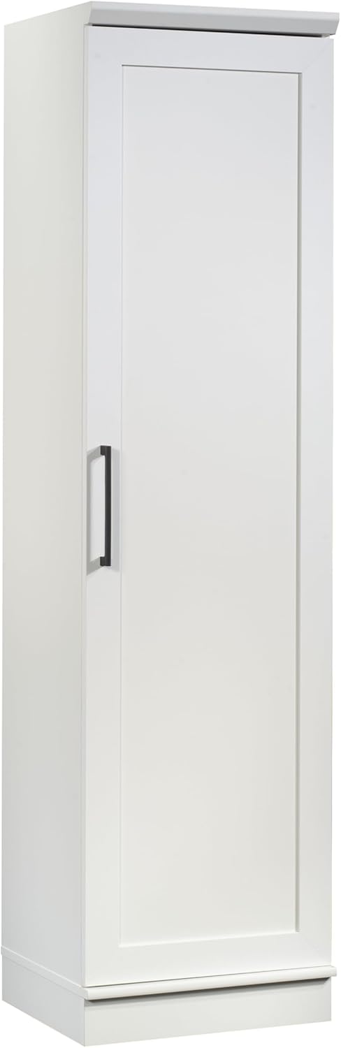 Sauder HomePlus Narrow Pantry Storage Cabinet Slim Single Door with Adjustable Shelves, Kitchen Laundry Bathroom Storage Cabinet, in Soft White