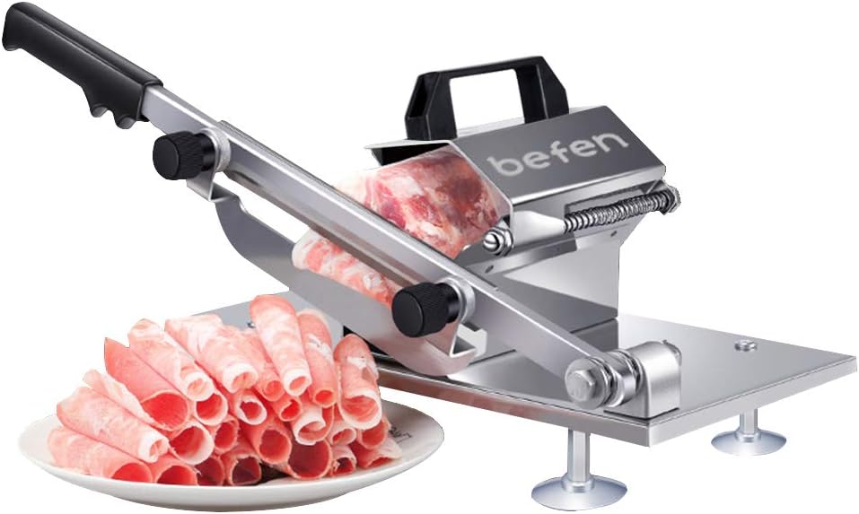 Manual Frozen Meat Slicer, befen Upgraded Stainless Steel Meat Cutter Beef Mutton Roll for Hot Pot KBBQ Food Slicer Slicing Machine for Home Cooking of Hot Pot Shabu Shabu BBQ