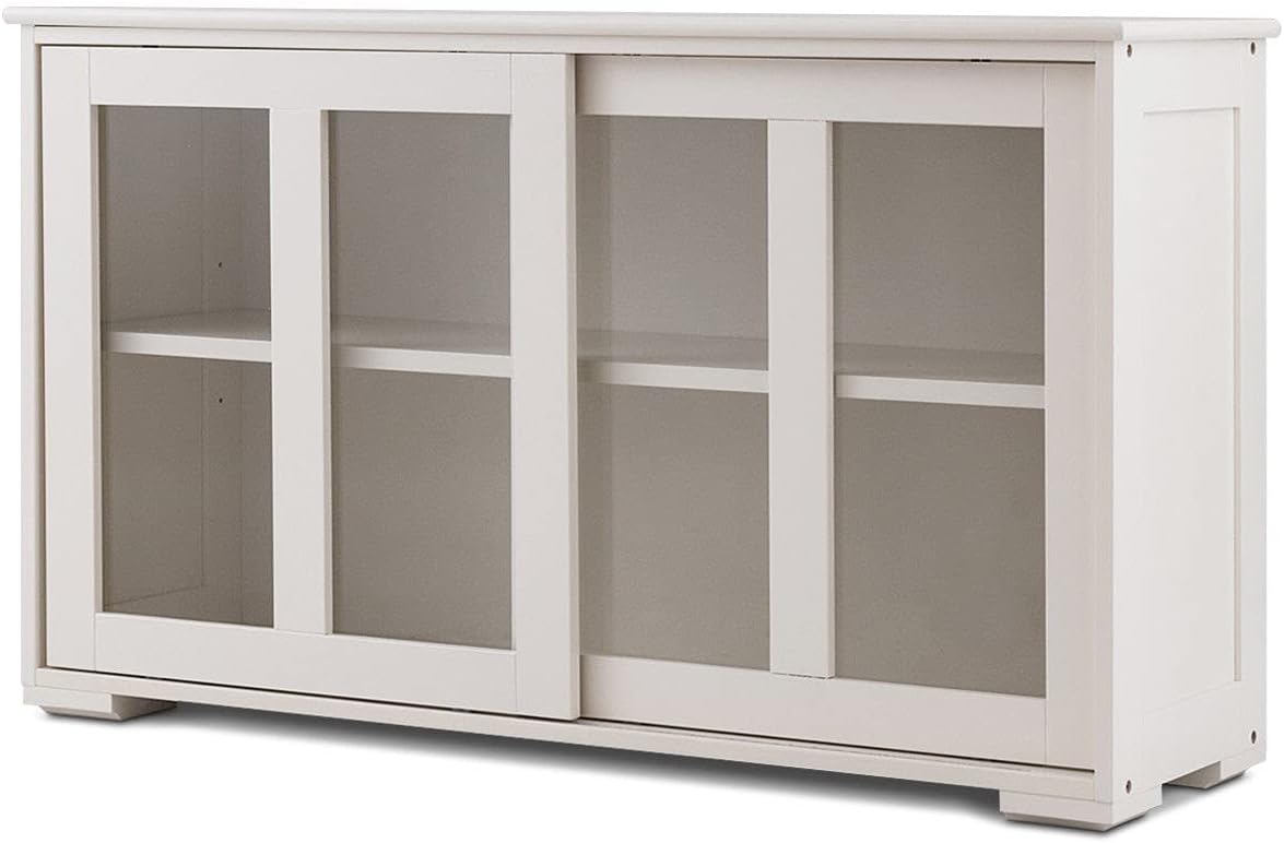 Auténtico Storage Cabinet Sideboard Buffet Cupboard Sliding Glass Door Pantry Kitchenware Kitchen Appliance 2 Shelves Storage Home Restaurant Office Dining Room Use Ample Storage Space Spacious Top