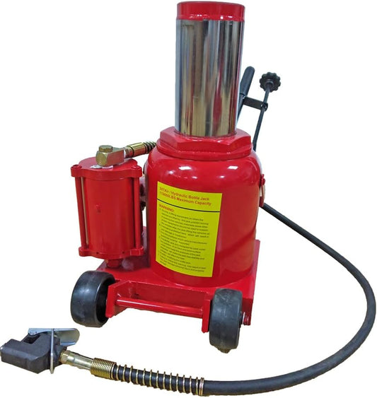 Bottle Jack 50 Ton Air Pneumatic Hydraulic Bottle Jack 110000LBS with Manual Hand Pump for Automotive Car Truck Travel Trailer Repair Shop Lift Tool Red