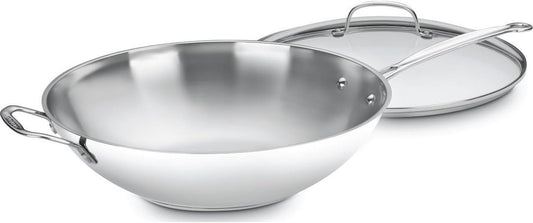 Cuisinart 14-Inch Stir-Fry Pan, Helper Handle and Glass Cover, Chef's Classic Stainless Steel, 726-38H