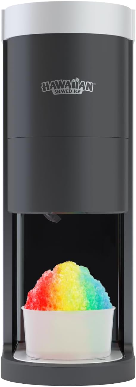 Hawaiian Shaved Ice S777 Snow Cone and Shaved Ice Machine with Blade Adjustment Knob and 5 Reusable Plastic Ice Mold Cups. Great for Granitas, Seltzers, Italian Soda and More 120V, Matte Black