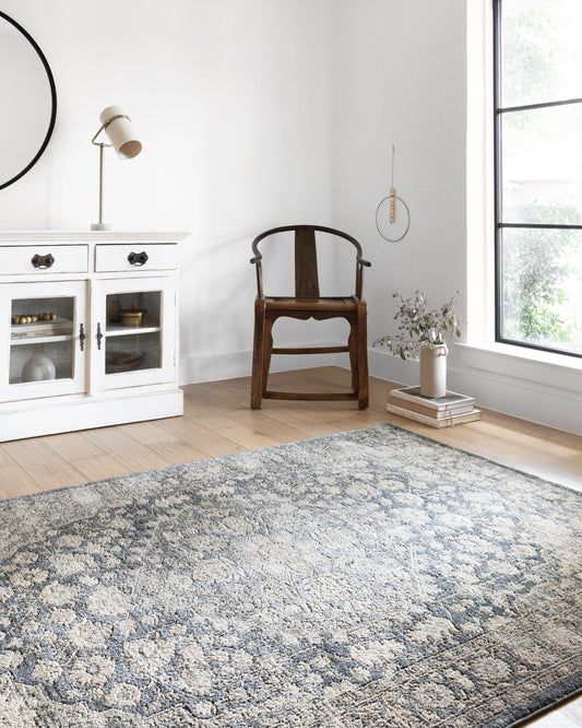 Loloi II Teagan 10 x 14 (ft) Loomed Denim / Mist Rectangular Indoor Distressed/Overdyed Oriental Area rug