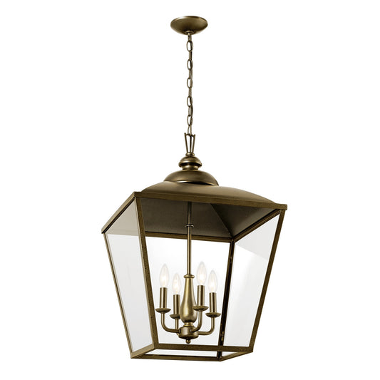 Kichler Dame 4 -Light Character Bronze Farmhouse Clear glass Lantern Large Hanging Pendant light 5265487